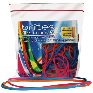 Brites! File Bands Colored Rubber Bands Size #117B – 7″ x 1/8″ – Assorted Colors – 50/ Pack