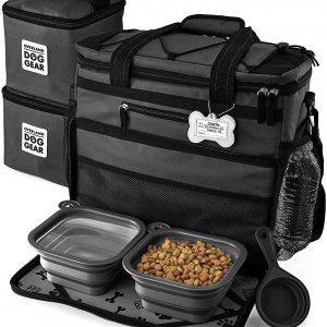 Rolling Dog Travel Bag – Week Away Tote With Wheels For Med And Large Dogs (Black)