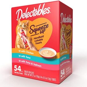 Hartz Delectables Squeeze Up Variety Packs Interactive Lickable Wet Cat Treats, 54 Count