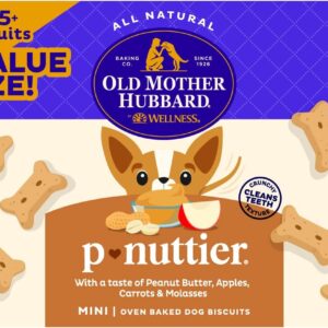 Old Mother Hubbard by Wellness Classic P-Nuttier Natural Dog Treats, Crunchy Oven-Baked Biscuits, Ideal for Training, Mini Size, 6 pound box