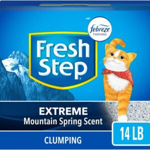 Fresh Step Clumping Cat Litter with Febreze, 14 lbs, Extreme Mountain Spring Scent