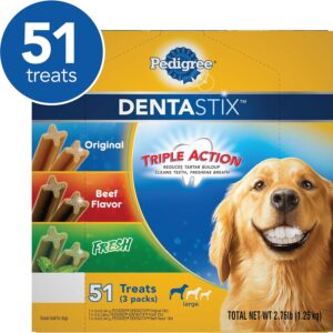 PEDIGREE DENTASTIX Large Dog Dental Care Treats Original, Beef & Fresh Variety Pack, 2.73 lb.Pack (51 Treats)